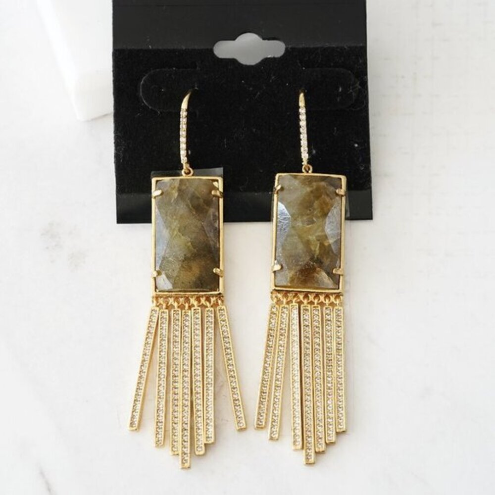 Anthropologie Melanie Auld Labradorite Fringe Earrings